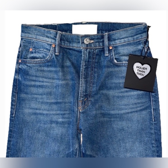 NWT MOTHER Jeans  high-rise, straight leg kick it jean in "Tell it to the Pope" - Picture 3 of 11